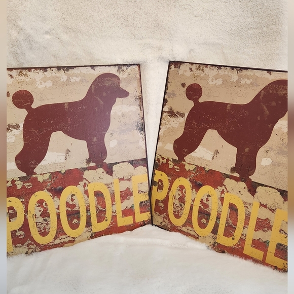 2 Brand New Metal Poodle Pictures - Distressed looking - Picture 6 of 9